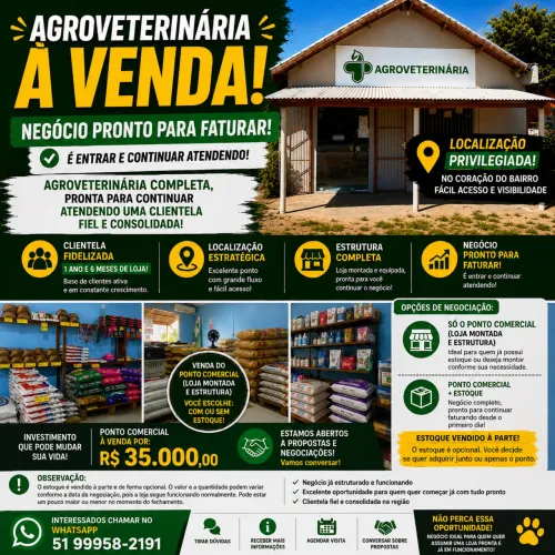 Vendo ponto de loja Agroveterinária