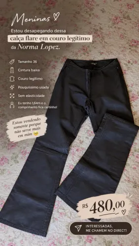 Calça flare em couro LEGÍTIMO - Norma Lopez