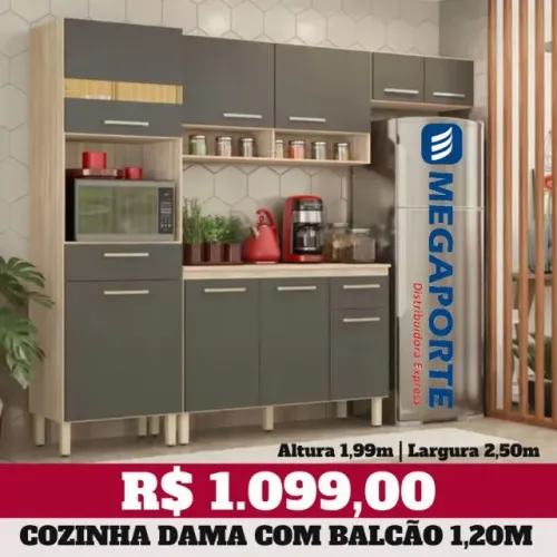 Armário de Cozinha Completo com Balcão 3 Portas (Novo) Entrega Grátis!