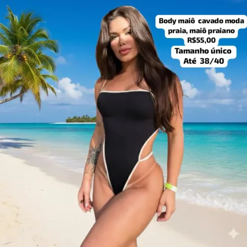 Body maiô  cavado moda praia, maiô praiano, decote nas costas