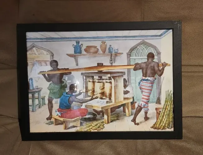 Quadro Moinho de Açúcar Debret Escravidão Foto Poster Moldurado