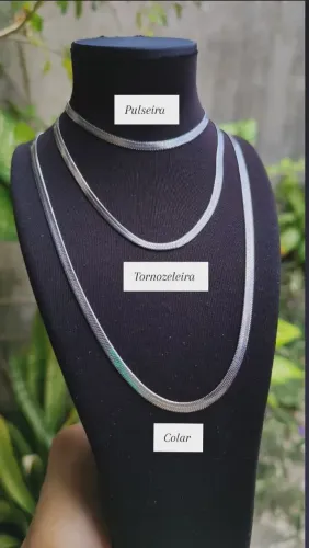 Conjunto feminino choker laminado em aço inoxidável 