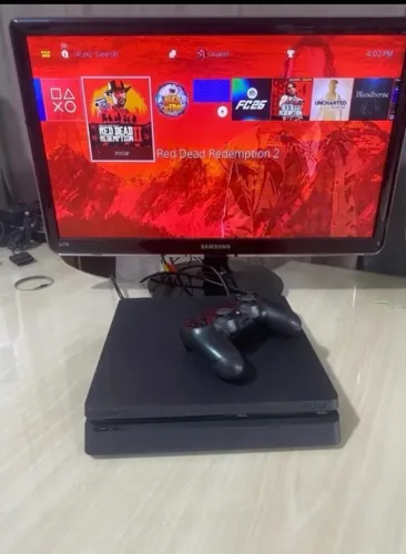 Ps4 Slim Gold Hen 2 Controles cabos e Jogos 1 Tb