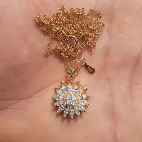 Colar De Ouro Banhado 18k Girassol Feminino Rotativo