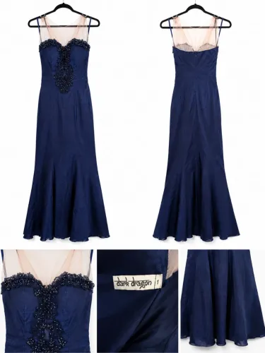 Vestido Longo de Festa - Azul - Sereia - Tam P
