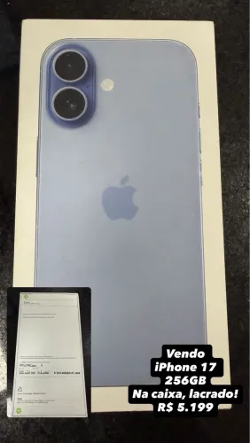 iPhone 17 256GB Azul-névoa novo, lacrado na caixa