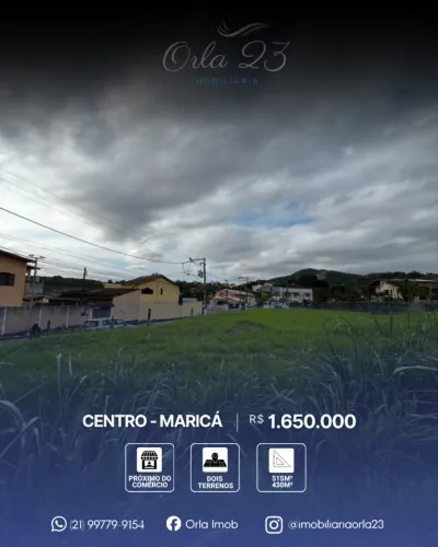 CENTRO, ORLA 23 IMOBILIÁRIA VENDE! Terreno com excelente localização no centro de Maricá