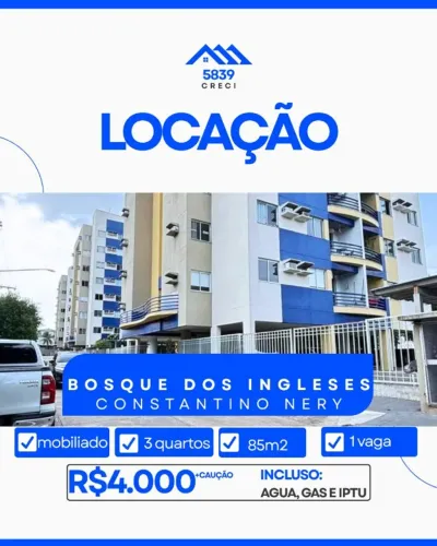 Condominio Bosque dos Ingleses 85m² c/ 3 Quartos sendo 1 Suíte Mobiliado