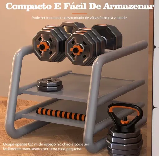 JOYFOXFIT 10KG Halteres Ajustáveis 6 em 1 Halter + Barra + Kettlebell 