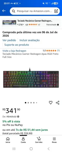 Teclado Mecânico Gamer Redragon Apas RGB Preto Full Size