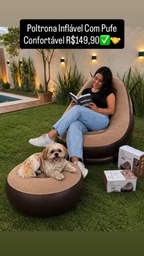 Poltrona Inflável Confortável com Puff 