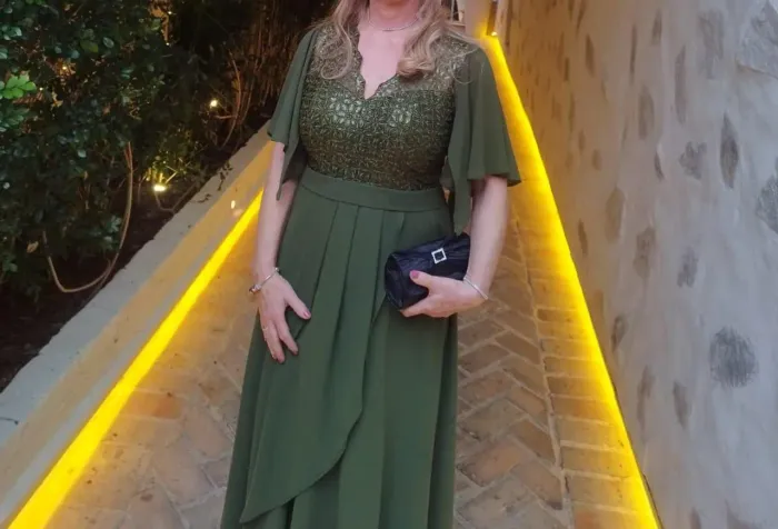 Vestido de festa em Crepu Chiffon