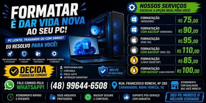 Formatação de Computadores e Notebook!