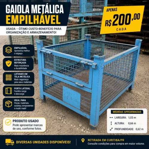 GAIOLA / RACK METÁLICO EMPILHÁVEL USADO - R$ 200,00 CADA