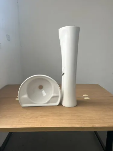 LAVATÓRIO PARA BANHEIRO DE LOUÇA BRANCO COM COLUNA