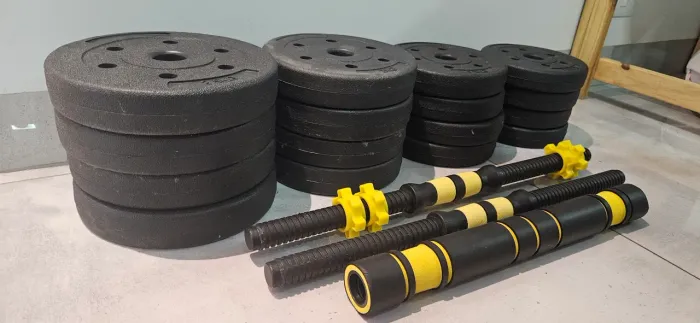 Kit de halteres e barras para exercícios
