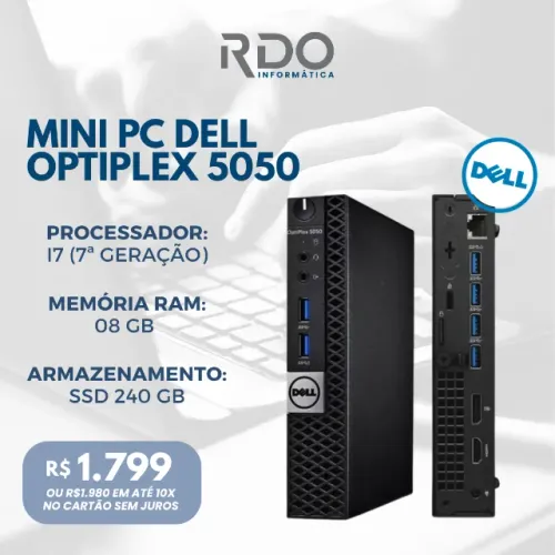 Mini PC Dell OptiPlex 5050 Intel Core i7 SSD 240GB Compacto e Rápido