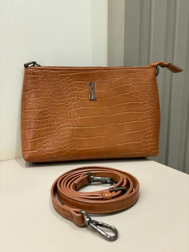 Bolsa Santa Lolla Transversal Croco - Caramelo/Marrom