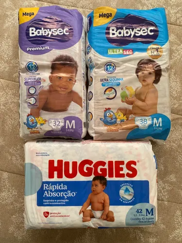 Combo Fraldas Babysec + Huggies Tamanho M