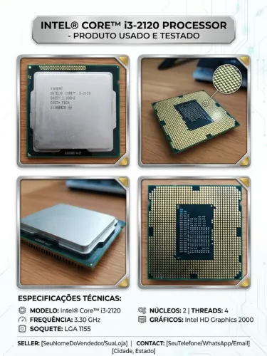 Processador Intel Core i3-2120 3.30GHz LGA 1155 - Testado e 100% Funcional!