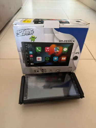 Multimídia 2 DIN 7 polegadas, H-TECH 7210CA, Android Auto + Apple CarPlay sem fio.