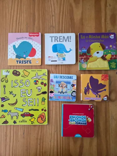 Kit 7 livros infantis cartonados didáticos e sensoriais 3m+