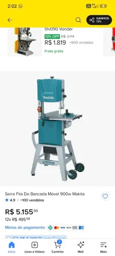 Serra fita de bancada móvel 900w Makita