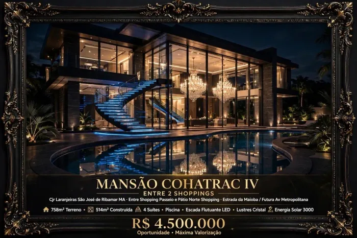 MANSÃO ENTRE 2 SHOPPINGS - Shopping Passeio e Pátio Norte - Cohatrac IV - 4 Suítes - 758m²