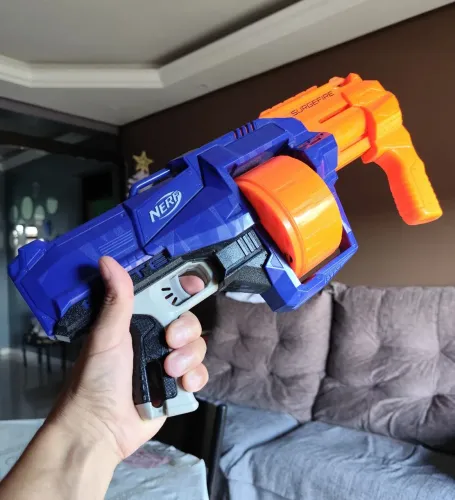 Nerf N-Strike Elite Surgefire Azul Laranja Lançador de Dardos 