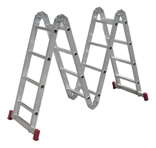 Escada Multifuncional de Alumínio 4x4 com 16 Degraus Dobrável e Articulada- Leve