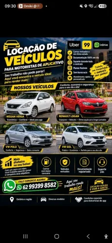 LOCAÇÃO DE VEÍCULOS PARA APLICATIVO UBER INDRIVER 99POP