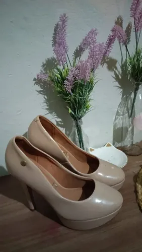 Sapato Salto Alto Luxuoso Vizzano Bege Nude