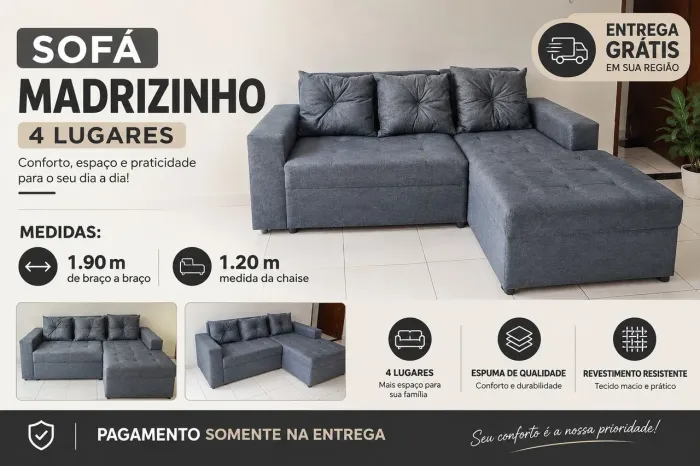 SOFÁ NOVO DIRETO DE FÁBRICA | QUALIDADE, CONFORTO E ENTREGA GRÁTIS!