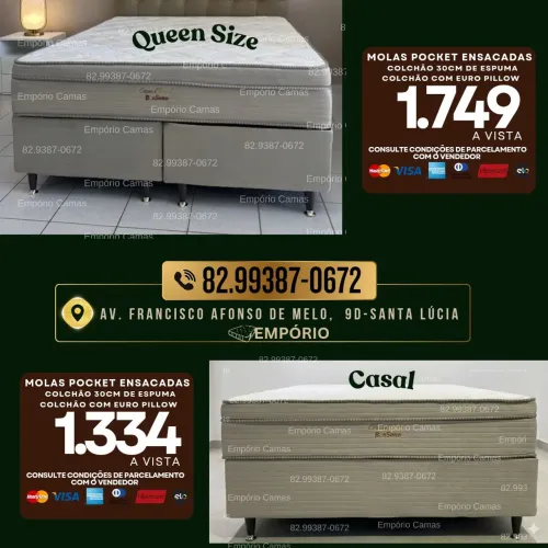 Cama Queen size ou casal padrão Bonsono base e colchão novos de fábrica pronta entrega