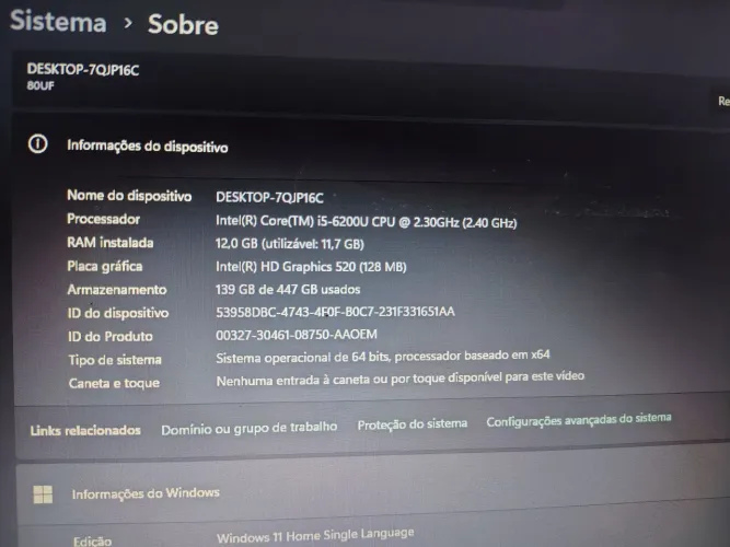 Notebook LENOVO semi novo
