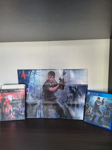 Jogo Resident EVIL 4 REMASTER para PS4 Mídia Física e acompanha caixa de Papelão e Pôster
