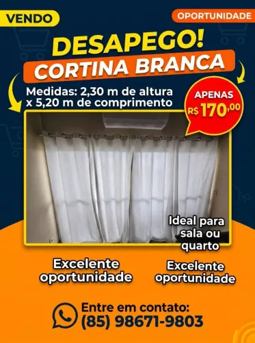Cortina grande para sala com varão