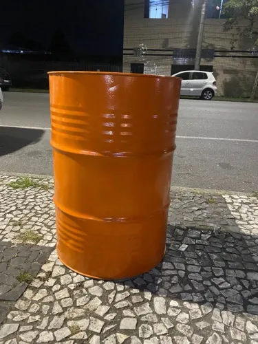 Tambor De Aço Tampa Fixa 200 Litros Laranjado