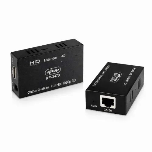Extensor HDMI Knup KP-3470 60 Metros Via Cabo de Rede RJ45 Cat5e Cat6 Full HD 1080p pode r