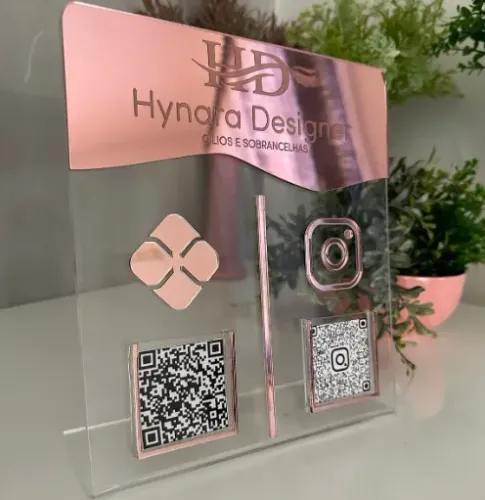 Placa Display 2 QR CODE em Acrílico