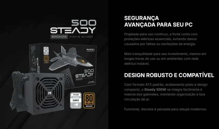Fonte 500w 80plus mach1