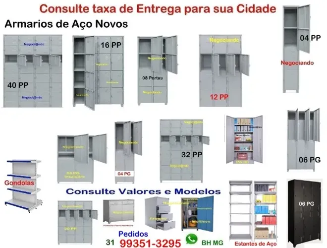 Armários Roupeiros de Aço Escaninho Guarda Volume escritório indústria academia escola