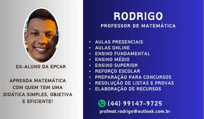 Professor particular de Matemática - Reforço Escolar e Concursos