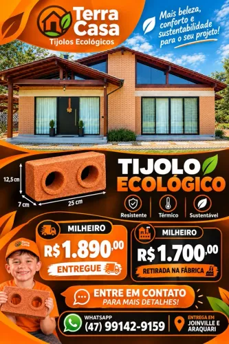 Tijolo ecológico Joinville e Araquari R$1890,00