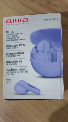 Fone de Ouvido Eardbuds AIWA AWS-EB-04-P Bluetooth IPX4 ANC 26 Horas de bateria