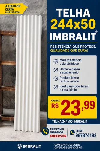 Telha 244x50 IMBRALIT R$23,99