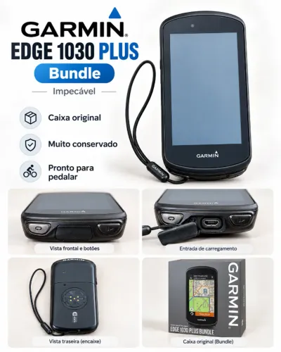 Garmin Edge 1030 Plus completo, com cinta, sensores e caixa