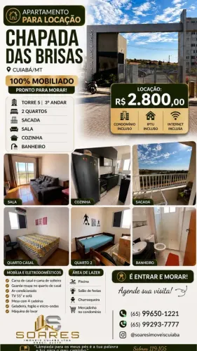 APARTAMENTO PARA LOCAÇÃO | CHAPADA DAS BRISAS CUIABÁ/MT