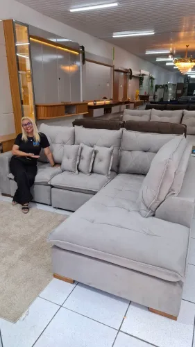 Sofa de canto retrátil e reclinável com molas