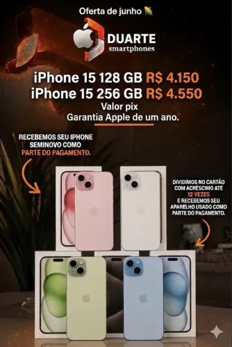 iPhone 15 128 GB, lacrado, novo com garantia Apple